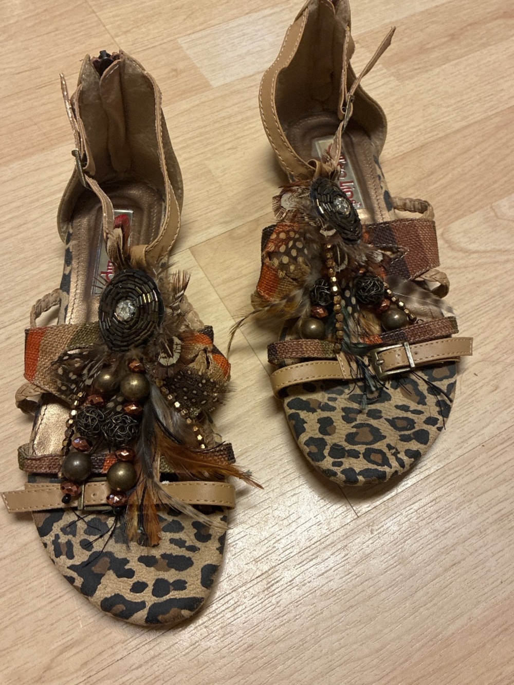 Two Lips Prim Gladiator Feather Leopard Embellishment Beads Boho Festival